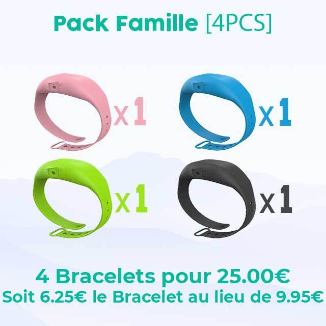 Gadgets d'Eve Hygiène Pack Famille [4PCS] BRACELY™ - Bracelet distributeur de désinfectant