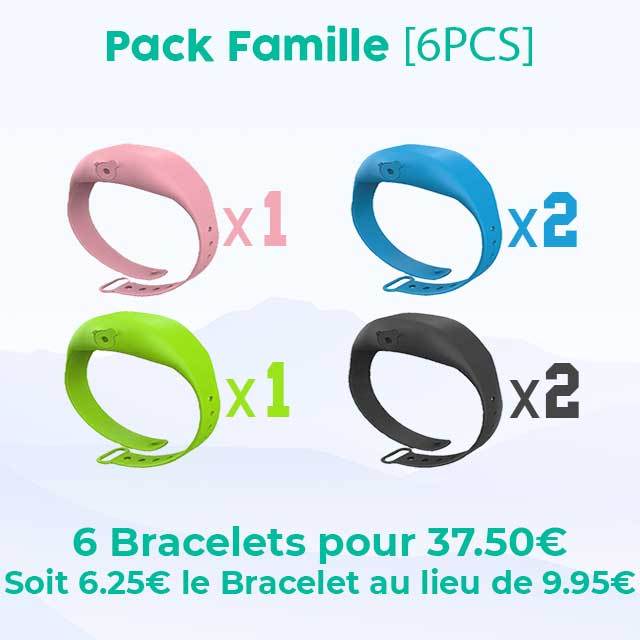 Gadgets d'Eve Hygiène Pack Famille [6PCS] BRACELY™ - Bracelet distributeur de désinfectant